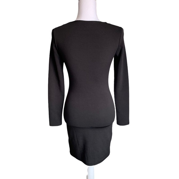 Divided H&M Black Ribbed Keyhole Long Sleeve Bodycon Dress Size 2 - Picture 2 of 16